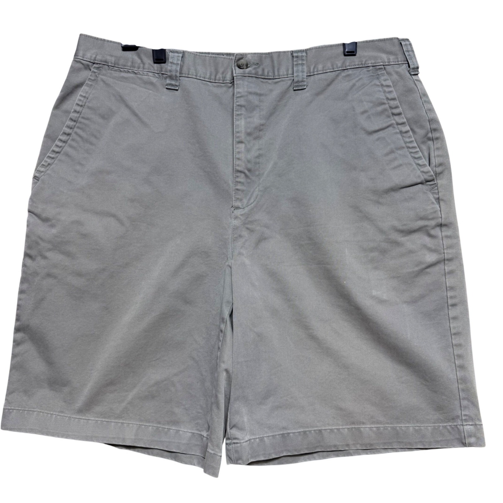 St Johns Bay Mens Grey Combed Cotton Flat Front Chino Shorts Size 36